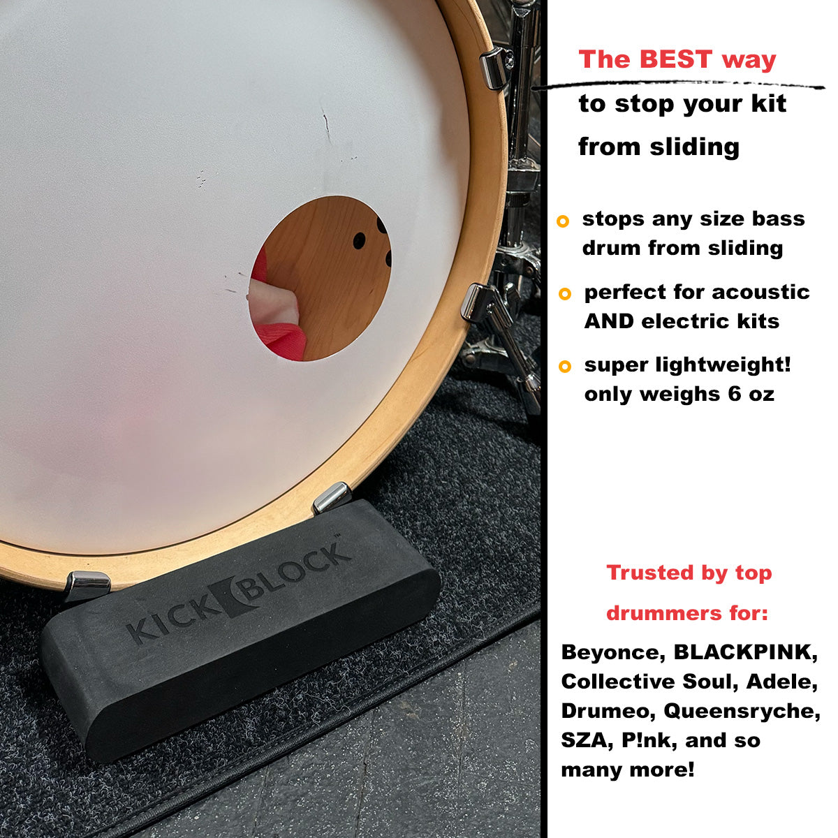 Kick Block KickBlock™ - World's Best Bass Drum Stabilizer (Stealth Black Edition ...