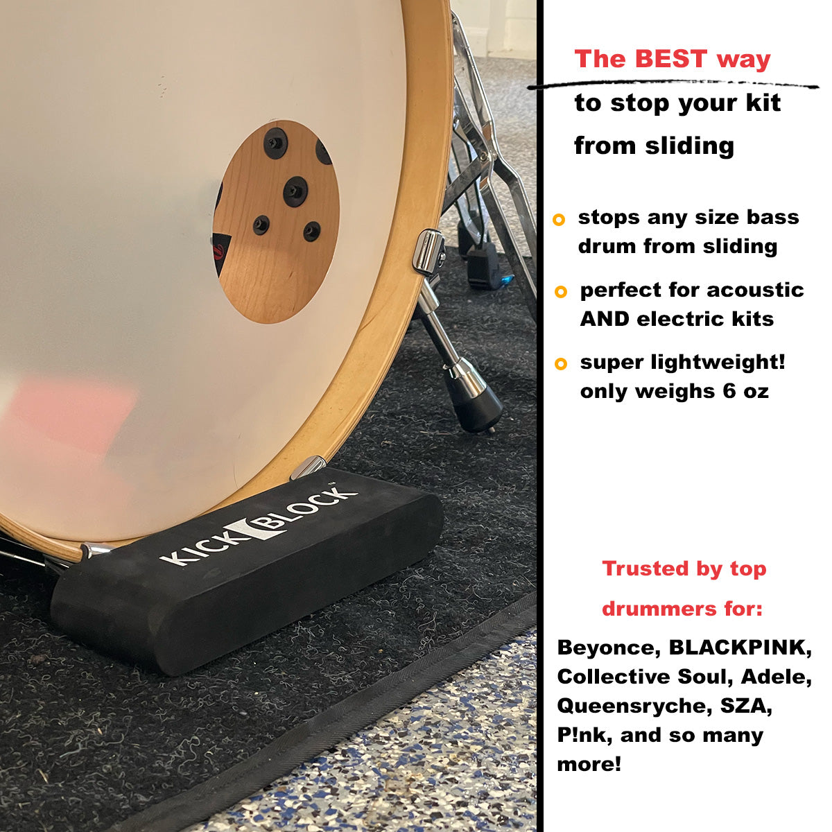 KickBlock™ - World's Best Bass Drum Stabilizer (Stage Black)