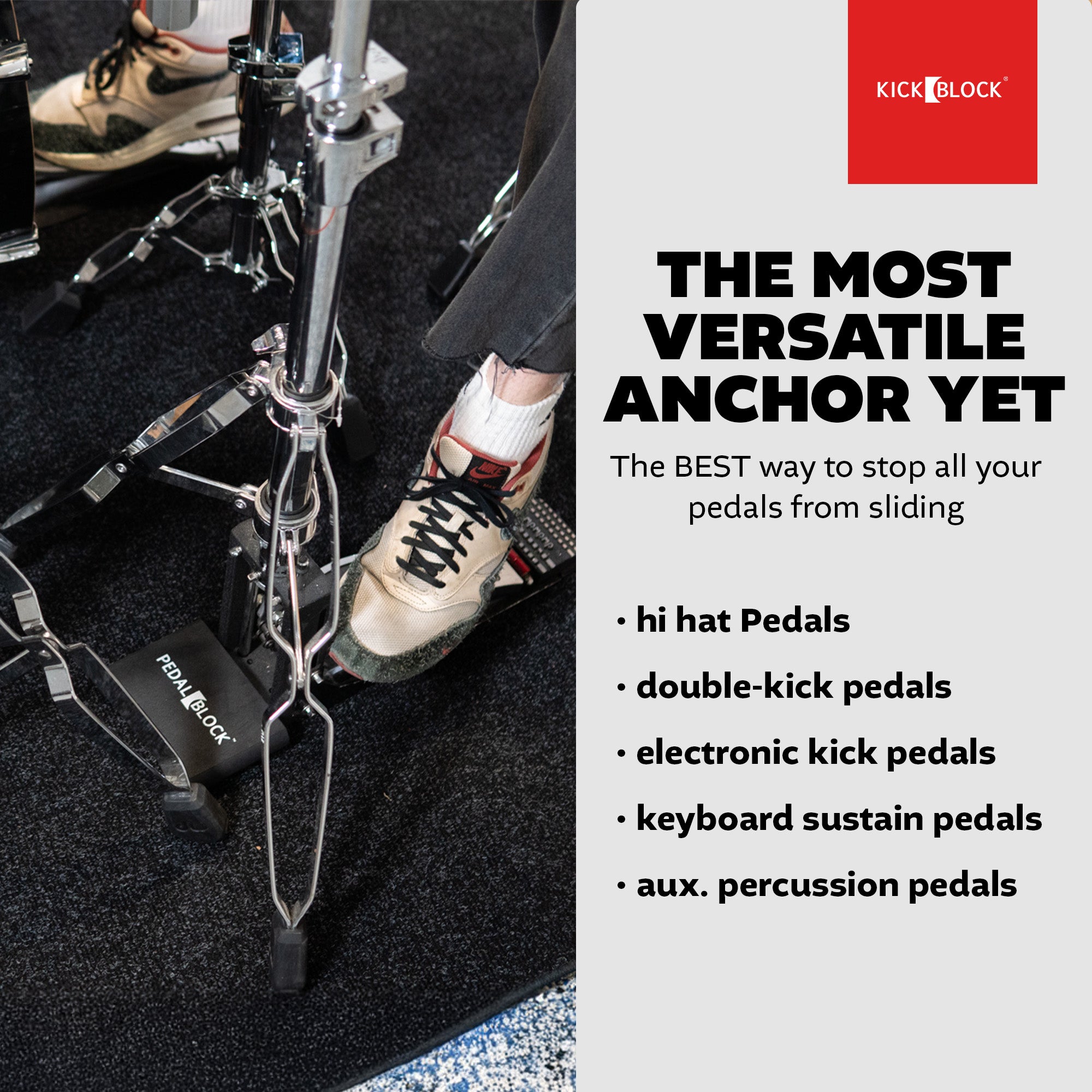 PedalBlock – Stabilizer for hi-hats, double-pedals and more