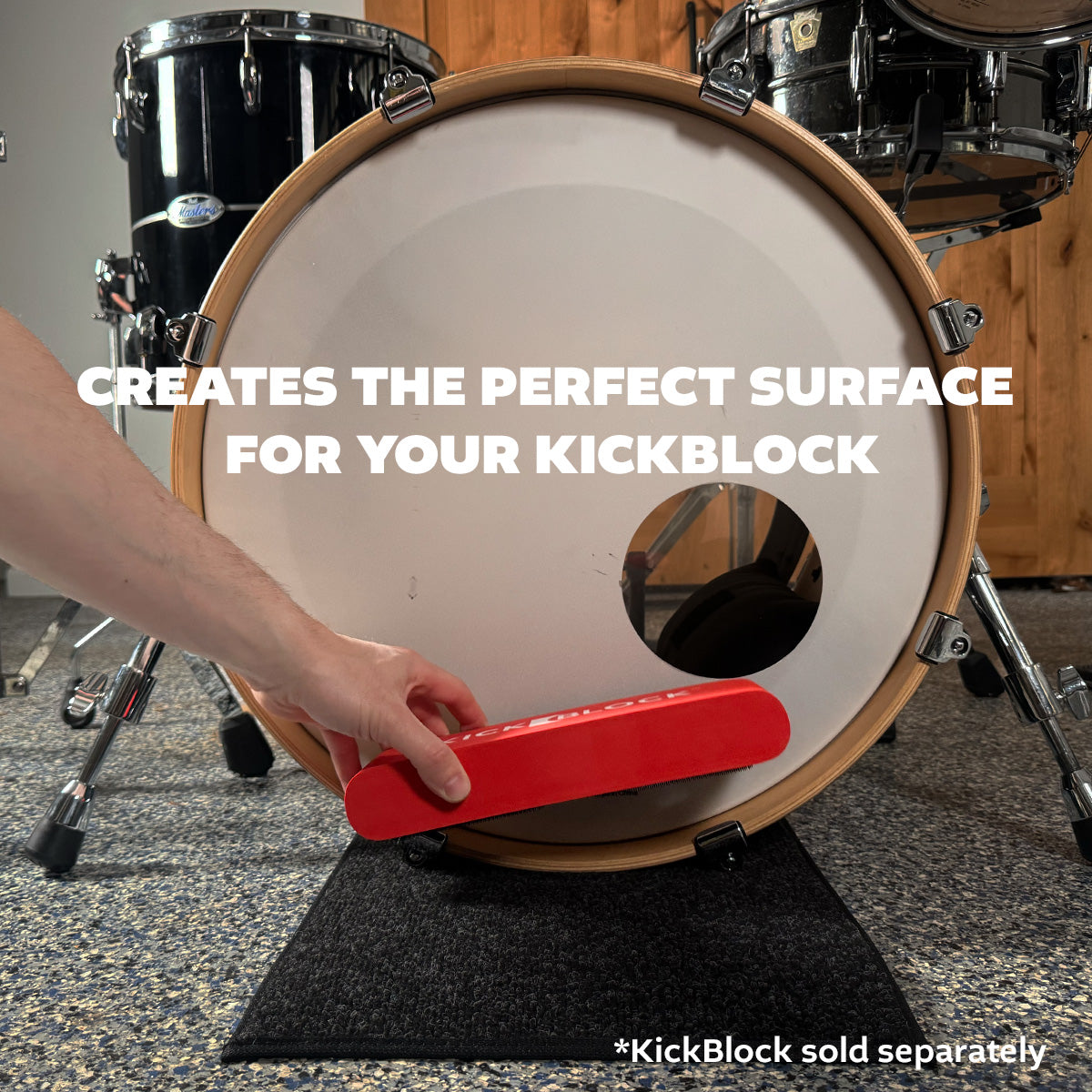 The Runway Drum Rug & KickBlock Bundle - 56"x12" Slim Bass Drum Rug with Bass Drum Anchor