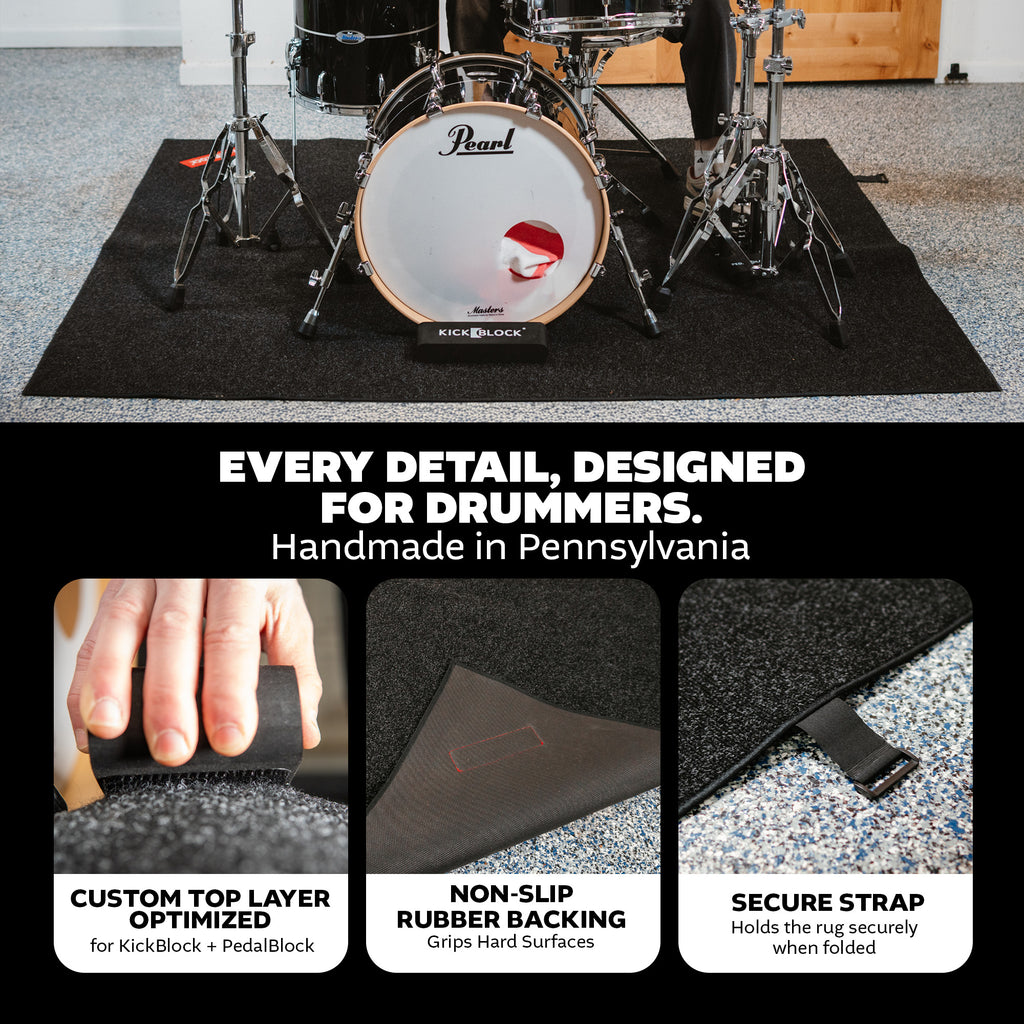 KickBlock Standard Drum Rug with Gig Bag - The Best Drumming Surface ...