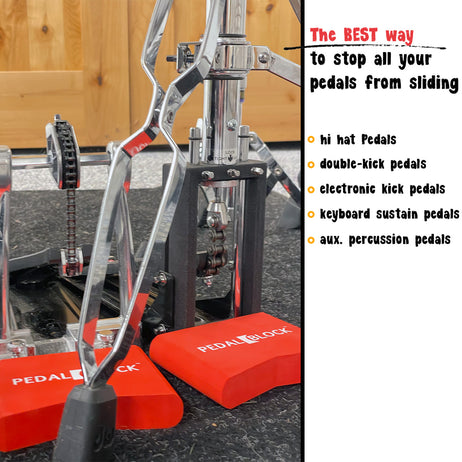 PedalBlock – Best stabilizer for pedals, hi-hat stands, cymbal stands, and triggers (Brick Red)